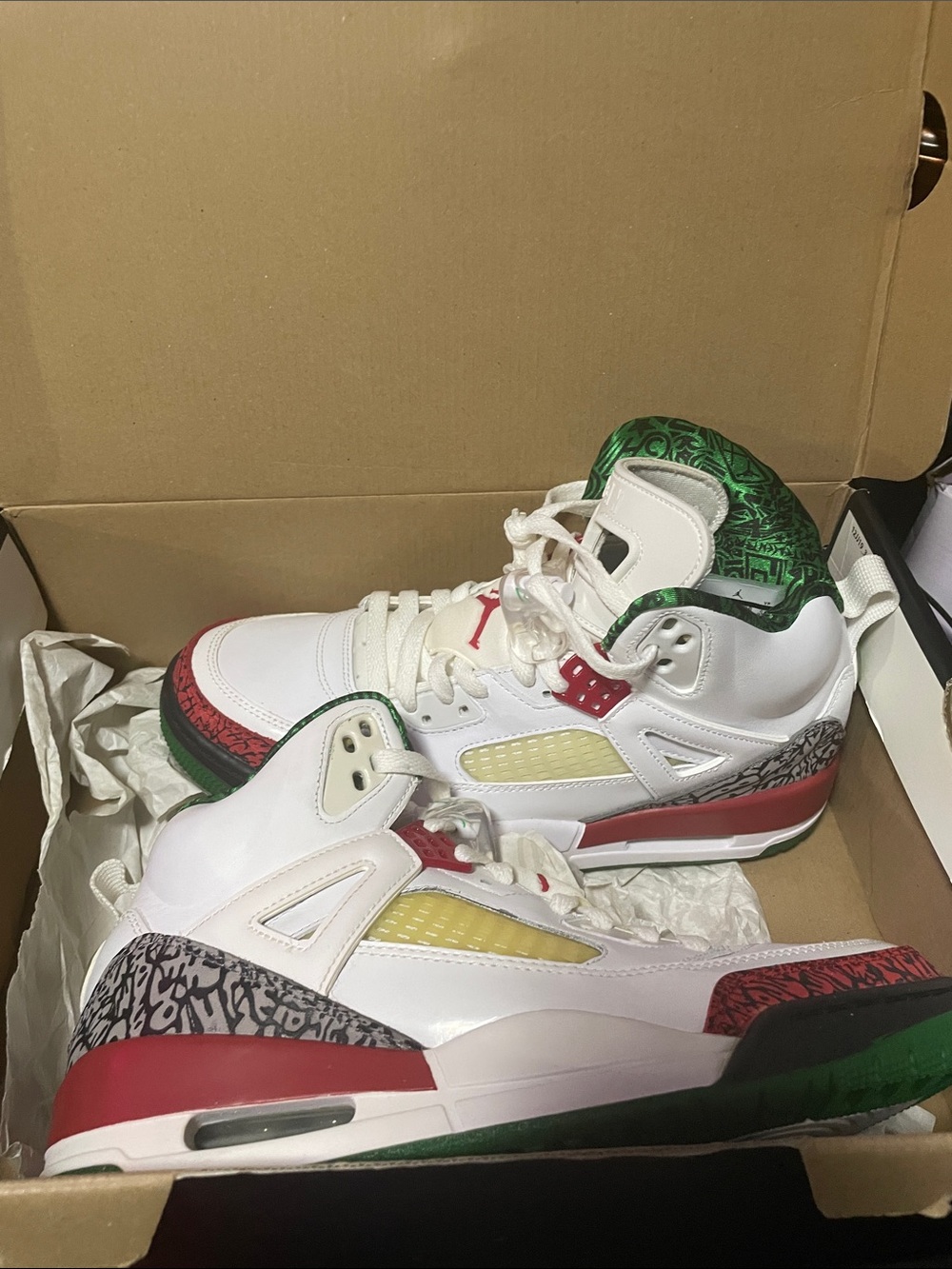 Jordan spizike White Red Green High-Top Basketball Sneakers
